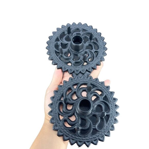 Robert Emig Black Cast Metal Candle Holder Weather Vane Directions Stick Holder - Picture 6 of 9